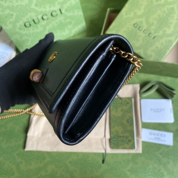 1:1 Replica Gucci Diana Chain Wallet With Bamboo Black For Women, Women's Bags 7.4in/19cm GG 658243 17Q0T 1000