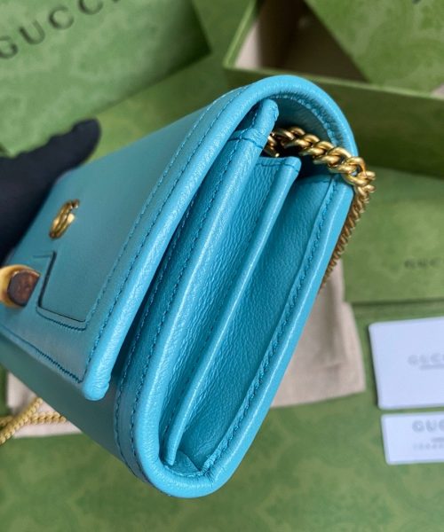 1:1 Replica Gucci Diana Chain Wallet With Bamboo Blue For Women, Women's Bags 7.4in/19cm GG
