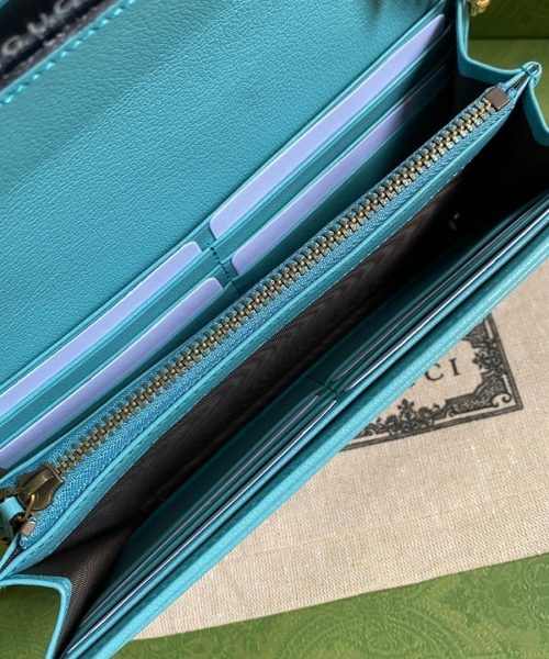 1:1 Replica Gucci Diana Chain Wallet With Bamboo Blue For Women, Women's Bags 7.4in/19cm GG