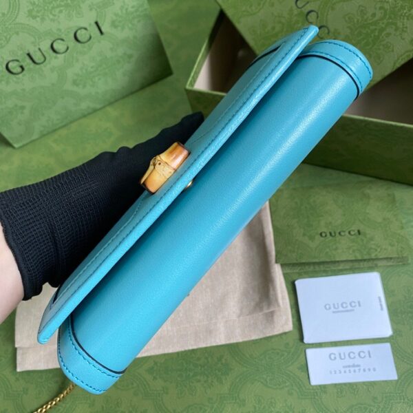 1:1 Replica Gucci Diana Chain Wallet With Bamboo Blue For Women, Women's Bags 7.4in/19cm GG
