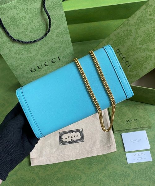 1:1 Replica Gucci Diana Chain Wallet With Bamboo Blue For Women, Women's Bags 7.4in/19cm GG