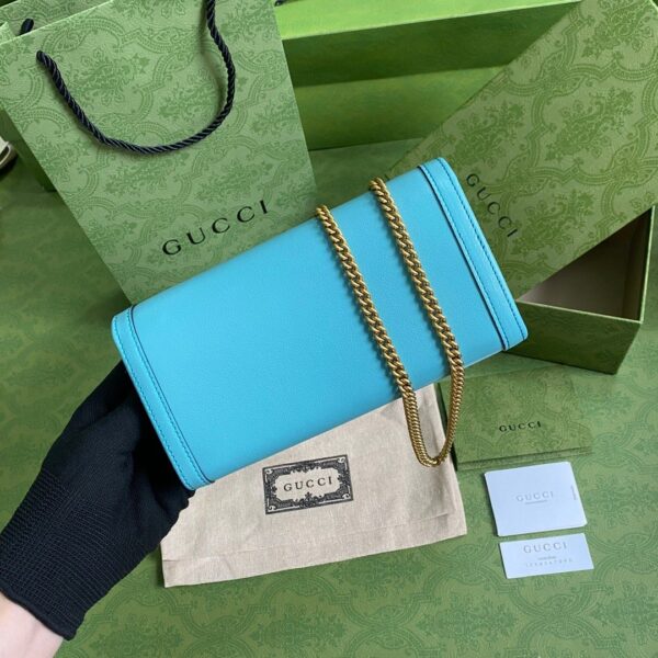 1:1 Replica Gucci Diana Chain Wallet With Bamboo Blue For Women, Women's Bags 7.4in/19cm GG