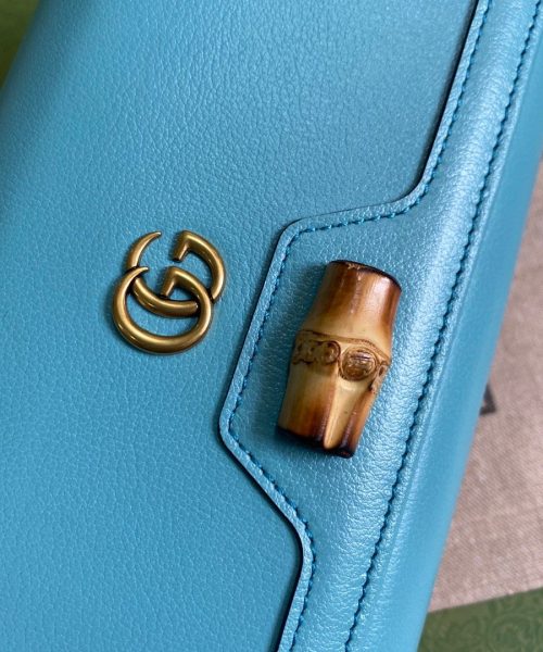 1:1 Replica Gucci Diana Chain Wallet With Bamboo Blue For Women, Women's Bags 7.4in/19cm GG