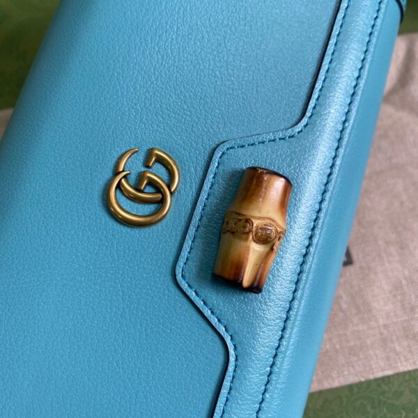 1:1 Replica Gucci Diana Chain Wallet With Bamboo Blue For Women, Women's Bags 7.4in/19cm GG