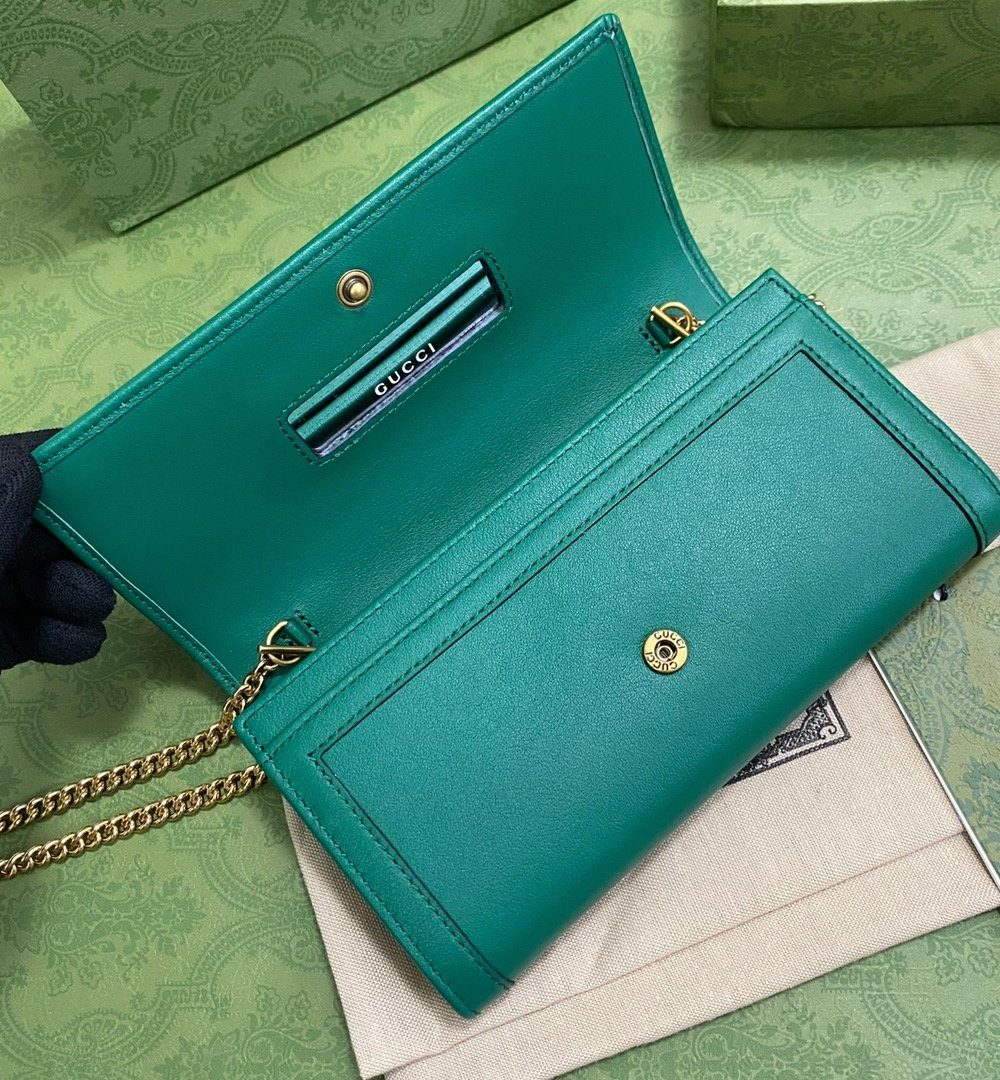1:1 Replica Gucci Diana Chain Wallet With Bamboo Green For Women, Women's Bags 7.4in/19cm GG