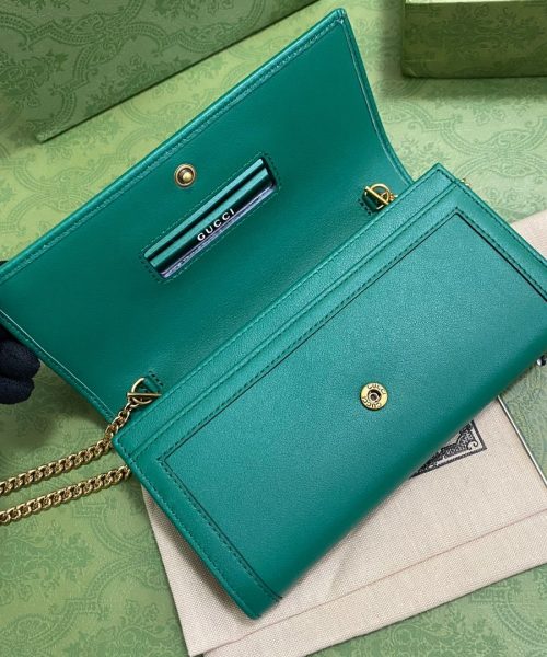 1:1 Replica Gucci Diana Chain Wallet With Bamboo Green For Women, Women's Bags 7.4in/19cm GG