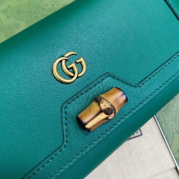 1:1 Replica Gucci Diana Chain Wallet With Bamboo Green For Women, Women's Bags 7.4in/19cm GG