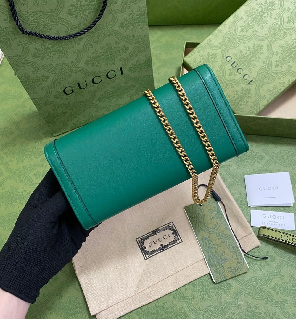 1:1 Replica Gucci Diana Chain Wallet With Bamboo Green For Women, Women's Bags 7.4in/19cm GG