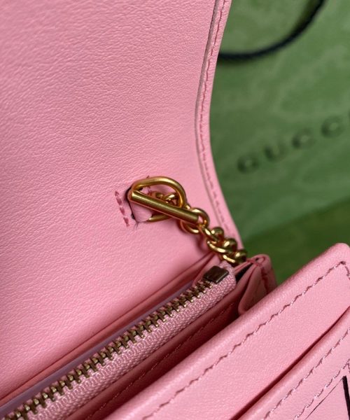 1:1 Replica Gucci Diana Chain Wallet With Bamboo Pink For Women, Women's Bags 7.4in/19cm GG
