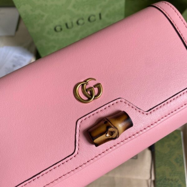 1:1 Replica Gucci Diana Chain Wallet With Bamboo Pink For Women, Women's Bags 7.4in/19cm GG