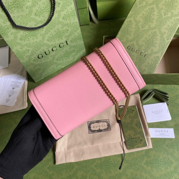 1:1 Replica Gucci Diana Chain Wallet With Bamboo Pink For Women, Women's Bags 7.4in/19cm GG