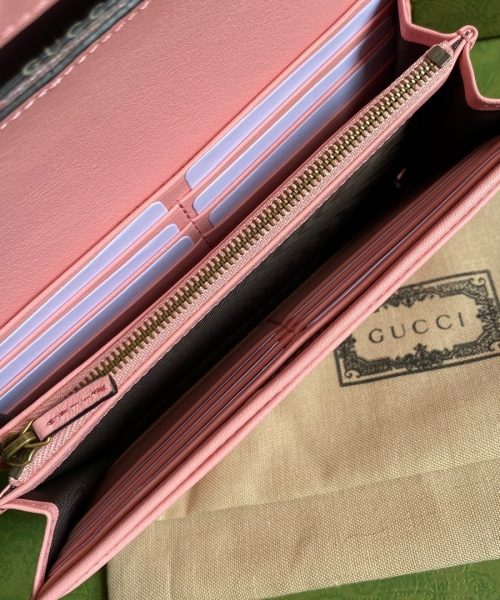 1:1 Replica Gucci Diana Chain Wallet With Bamboo Pink For Women, Women's Bags 7.4in/19cm GG