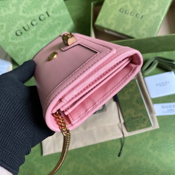 1:1 Replica Gucci Diana Chain Wallet With Bamboo Pink For Women, Women's Bags 7.4in/19cm GG