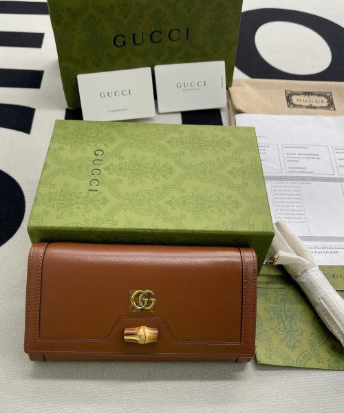 1:1 Replica Gucci Diana Chain Wallet With Bamboo Red For Women, Women's Bags 7.4in/19cm GG