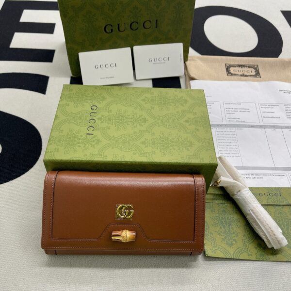 1:1 Replica Gucci Diana Chain Wallet With Bamboo Red For Women, Women's Bags 7.4in/19cm GG