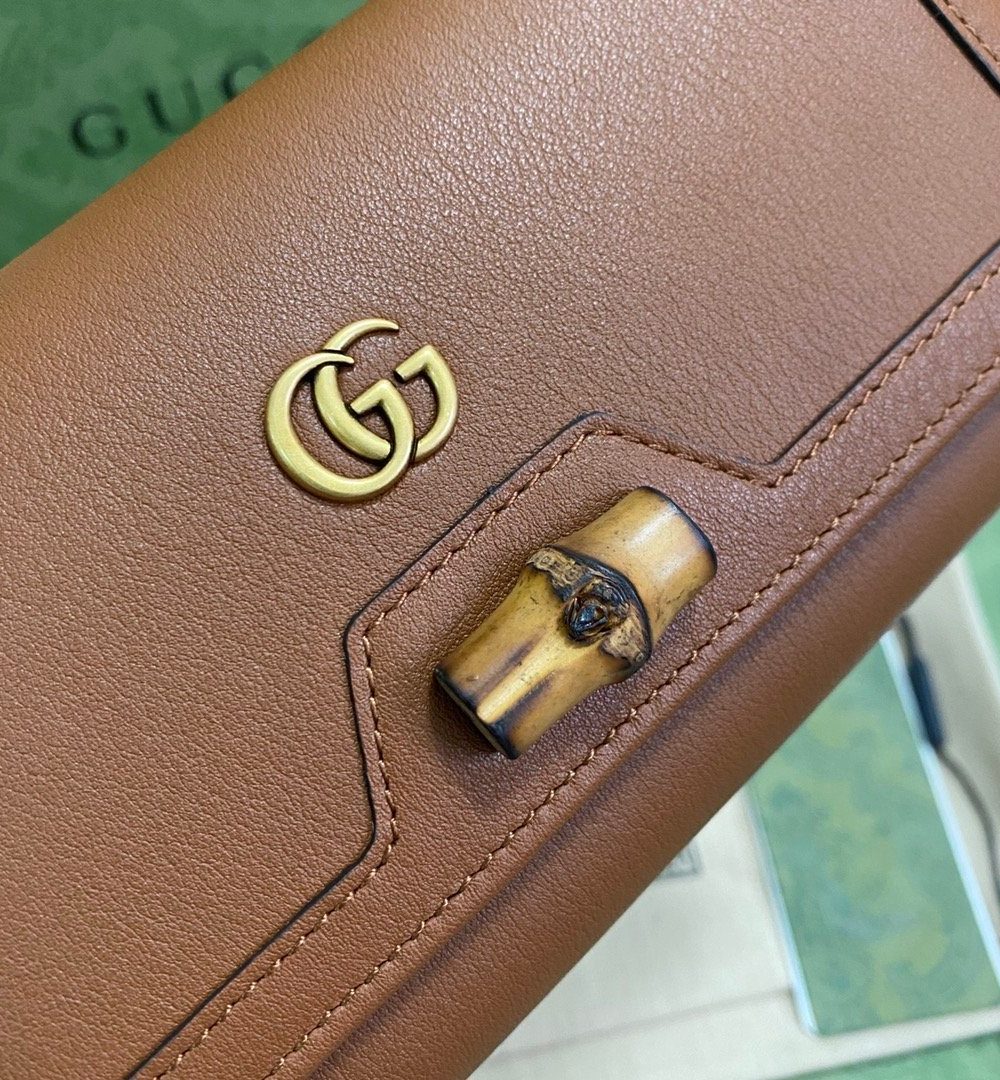 1:1 Replica Gucci Diana Chain Wallet With Bamboo Red For Women, Women's Bags 7.4in/19cm GG