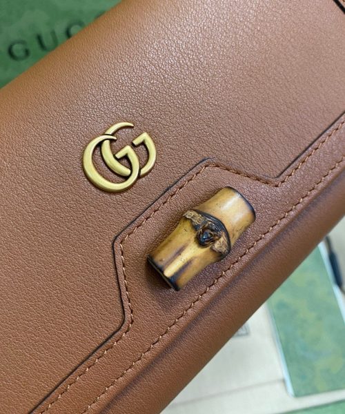 1:1 Replica Gucci Diana Chain Wallet With Bamboo Red For Women, Women's Bags 7.4in/19cm GG