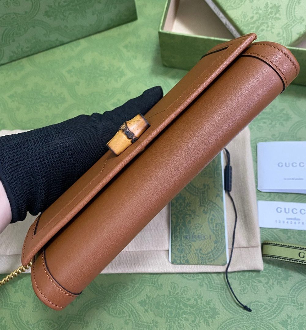 1:1 Replica Gucci Diana Chain Wallet With Bamboo Red For Women, Women's Bags 7.4in/19cm GG