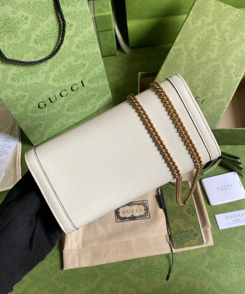 1:1 Replica Gucci Diana Chain Wallet With Bamboo White For Women, Women's Bags 7.4in/19cm GG 658243 17Q0T 9022