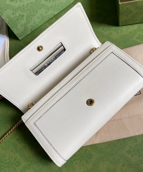 1:1 Replica Gucci Diana Chain Wallet With Bamboo White For Women, Women's Bags 7.4in/19cm GG 658243 17Q0T 9022
