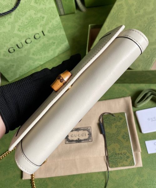 1:1 Replica Gucci Diana Chain Wallet With Bamboo White For Women, Women's Bags 7.4in/19cm GG 658243 17Q0T 9022