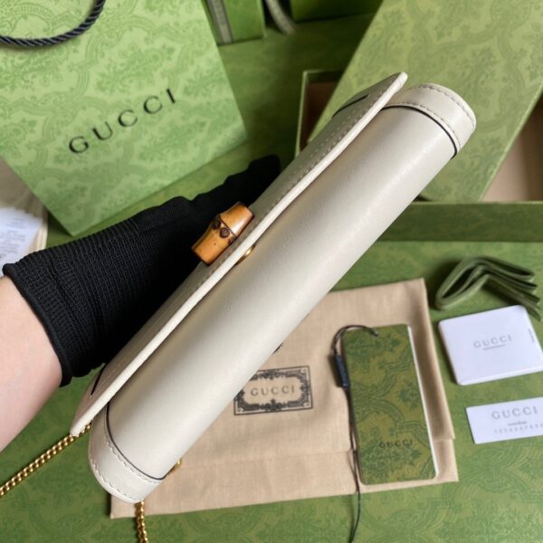 1:1 Replica Gucci Diana Chain Wallet With Bamboo White For Women, Women's Bags 7.4in/19cm GG 658243 17Q0T 9022
