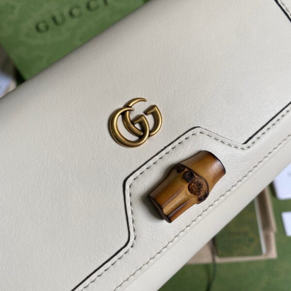 1:1 Replica Gucci Diana Chain Wallet With Bamboo White For Women, Women's Bags 7.4in/19cm GG 658243 17Q0T 9022