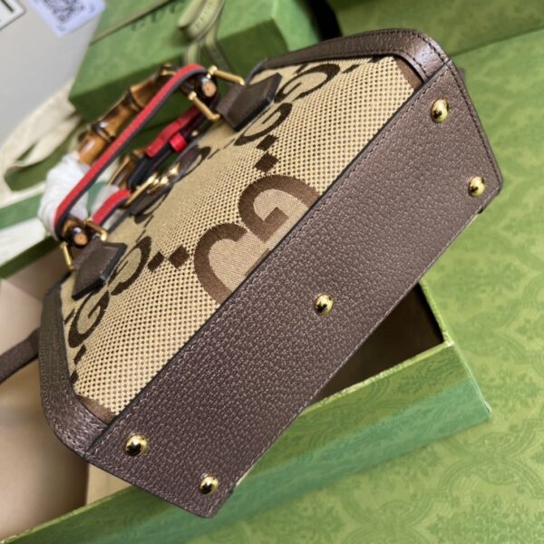 1:1 Replica Gucci Diana Jumbo GG Mini Tote Bag Camel And Ebony Jumbo GG Canvas Brown For Women 7.9in/20cm 655661 UKMFT 2672