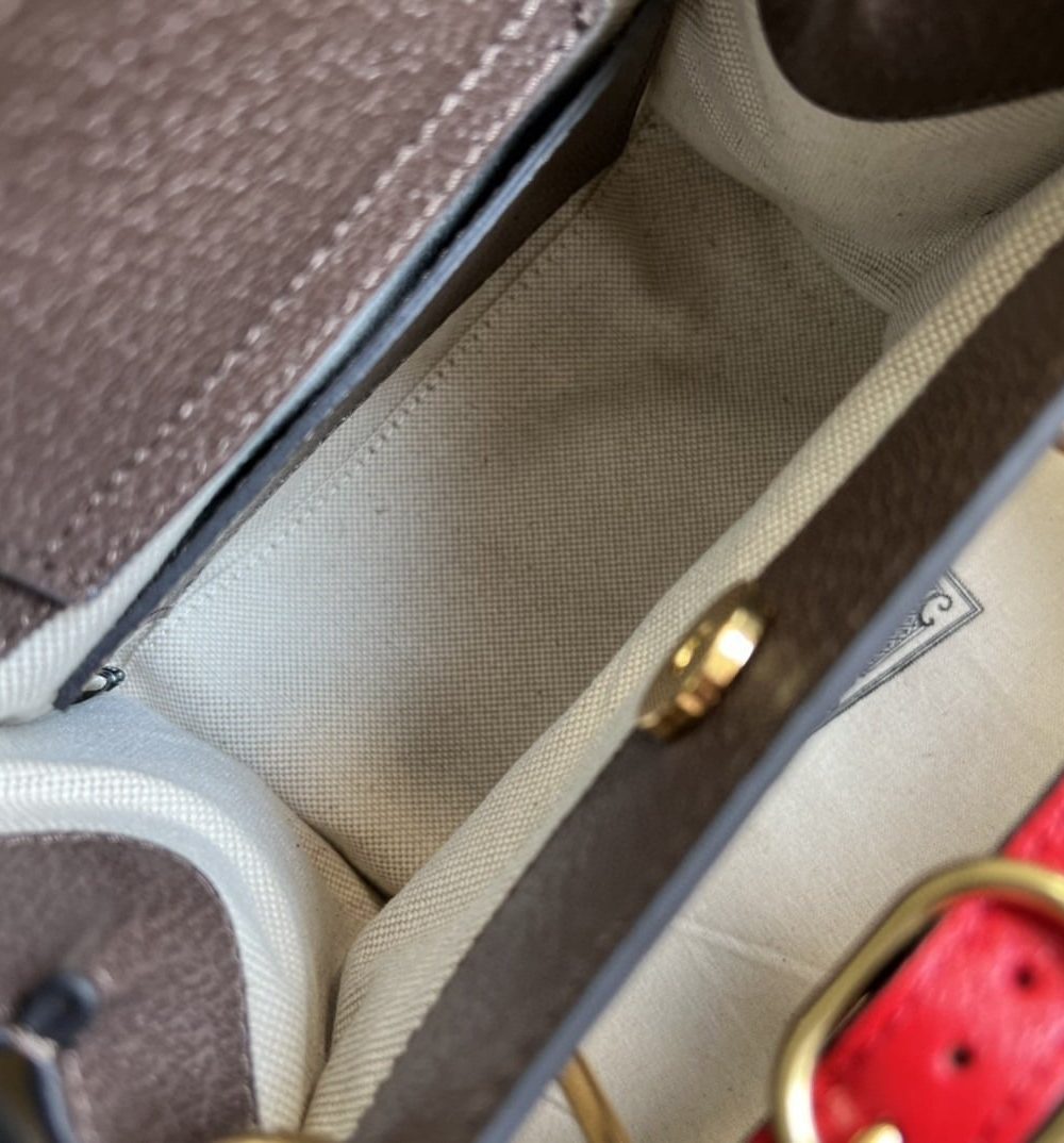 1:1 Replica Gucci Diana Jumbo GG Mini Tote Bag Camel And Ebony Jumbo GG Canvas Brown For Women 7.9in/20cm 655661 UKMFT 2672