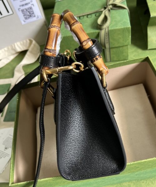 1:1 Replica Gucci Diana Jumbo GG Mini Tote Bag Handbag Canvas Lining Black For Women 7.9in/20cm GG 655661 UKMFT 2672