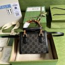 1:1 Replica Gucci Diana Jumbo GG Mini Tote Bag Handbag Canvas Lining Black For Women 7.9in/20cm GG 655661 UKMFT 2672