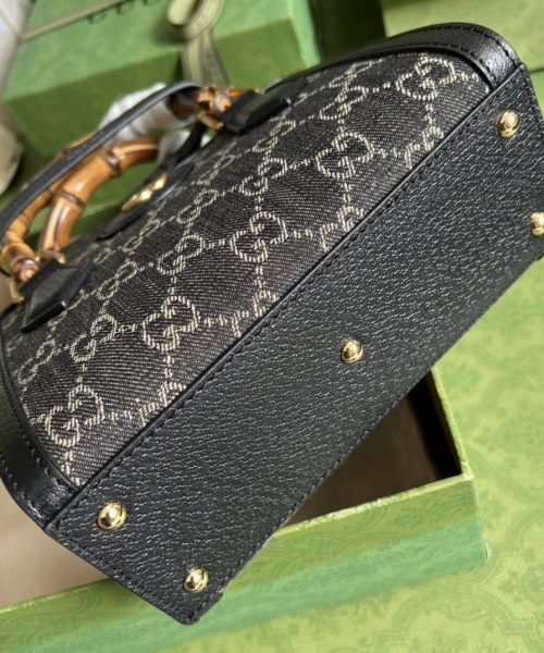 1:1 Replica Gucci Diana Jumbo GG Mini Tote Bag Handbag Canvas Lining Black For Women 7.9in/20cm GG 655661 UKMFT 2672