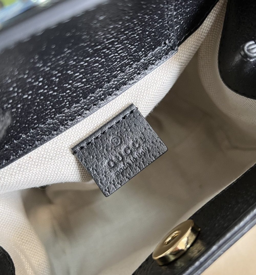 1:1 Replica Gucci Diana Jumbo GG Mini Tote Bag Handbag Canvas Lining Black For Women 7.9in/20cm GG 655661 UKMFT 2672