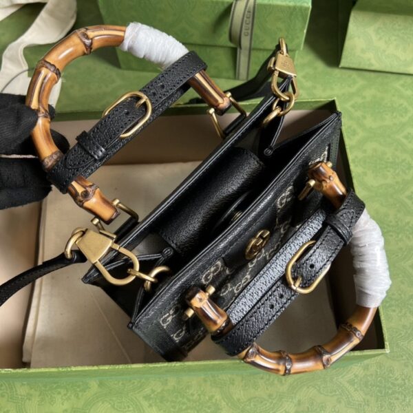 1:1 Replica Gucci Diana Jumbo GG Mini Tote Bag Handbag Canvas Lining Black For Women 7.9in/20cm GG 655661 UKMFT 2672