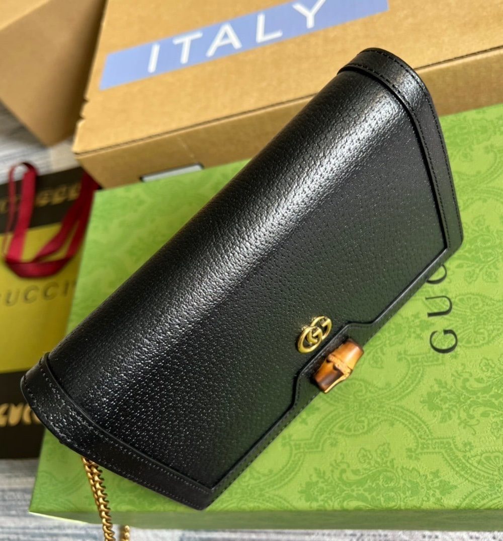 1:1 Replica Gucci Diana Mini Bag With Bamboo Black For Women, Women's Bags 7.5in/19cm GG 696817 DJ20T 1000