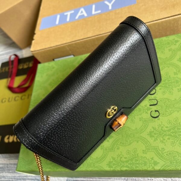 1:1 Replica Gucci Diana Mini Bag With Bamboo Black For Women, Women's Bags 7.5in/19cm GG 696817 DJ20T 1000