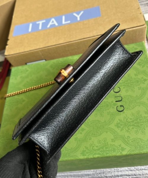 1:1 Replica Gucci Diana Mini Bag With Bamboo Black For Women, Women's Bags 7.5in/19cm GG 696817 DJ20T 1000