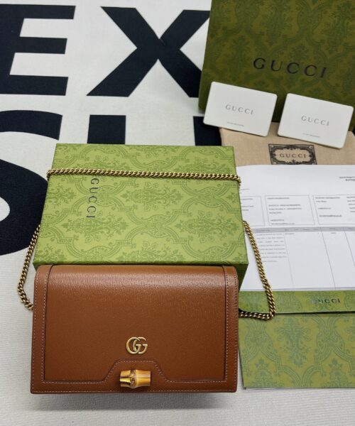 1:1 Replica Gucci Diana Mini Bag With Bamboo Brown For Women, Women's Bags 7.5in/19cm GG