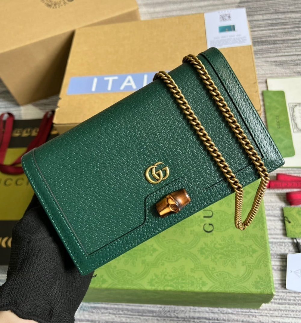 1:1 Replica Gucci Diana Mini Bag With Bamboo Green For Women, Women's Bags 7.5in/19cm GG ‎696817 DJ20T 3120