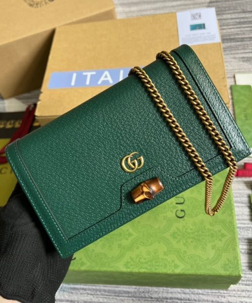 1:1 Replica Gucci Diana Mini Bag With Bamboo Green For Women, Women's Bags 7.5in/19cm GG ‎696817 DJ20T 3120