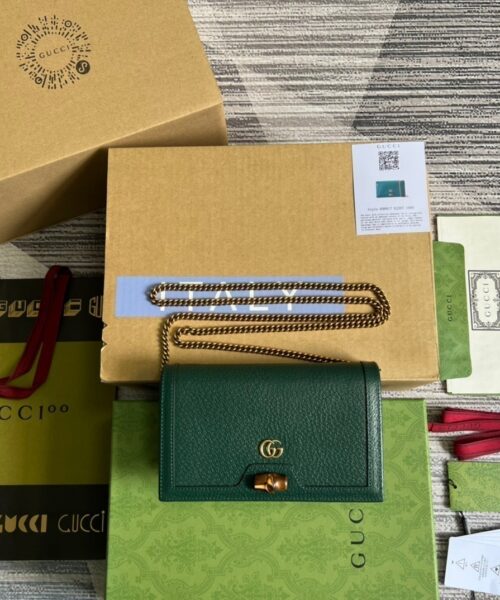 1:1 Replica Gucci Diana Mini Bag With Bamboo Green For Women, Women's Bags 7.5in/19cm GG ‎696817 DJ20T 3120