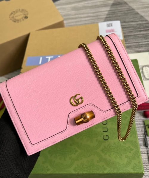 1:1 Replica Gucci Diana Mini Bag With Bamboo Pink For Women, Women's Bags 7.5in/19cm GG 696817 DJ20T 5815