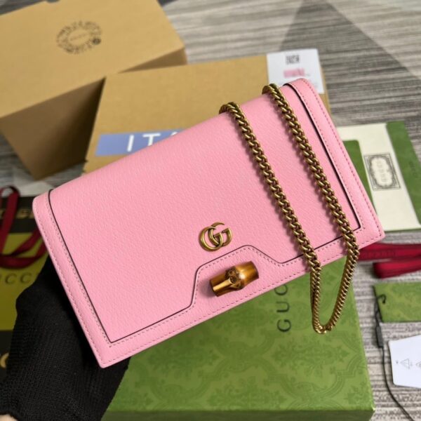 1:1 Replica Gucci Diana Mini Bag With Bamboo Pink For Women, Women's Bags 7.5in/19cm GG 696817 DJ20T 5815