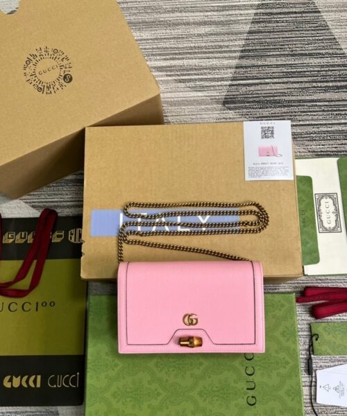 1:1 Replica Gucci Diana Mini Bag With Bamboo Pink For Women, Women's Bags 7.5in/19cm GG 696817 DJ20T 5815