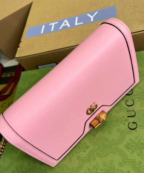 1:1 Replica Gucci Diana Mini Bag With Bamboo Pink For Women, Women's Bags 7.5in/19cm GG 696817 DJ20T 5815