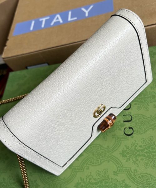 1:1 Replica Gucci Diana Mini Bag With Bamboo White For Women, Women's Bags 7.5in/19cm GG
