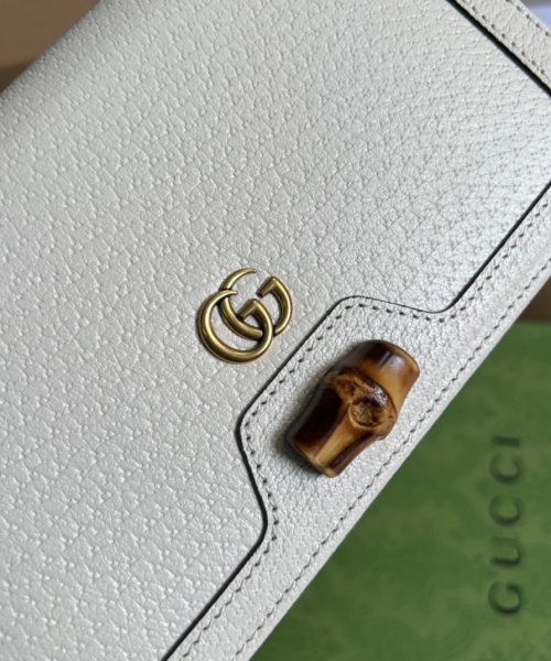 1:1 Replica Gucci Diana Mini Bag With Bamboo White For Women, Women's Bags 7.5in/19cm GG