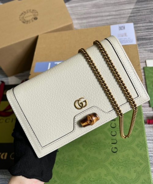 1:1 Replica Gucci Diana Mini Bag With Bamboo White For Women, Women's Bags 7.5in/19cm GG