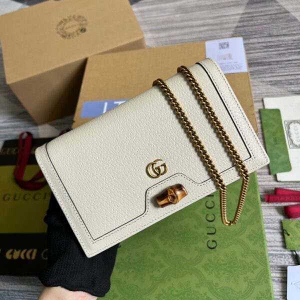 1:1 Replica Gucci Diana Mini Bag With Bamboo White For Women, Women's Bags 7.5in/19cm GG