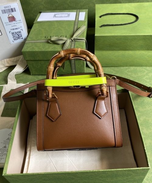 1:1 Replica Gucci Diana Mini Tote Bag Brown For Women  8in/20cm GG 702732 U3ZDT 2185